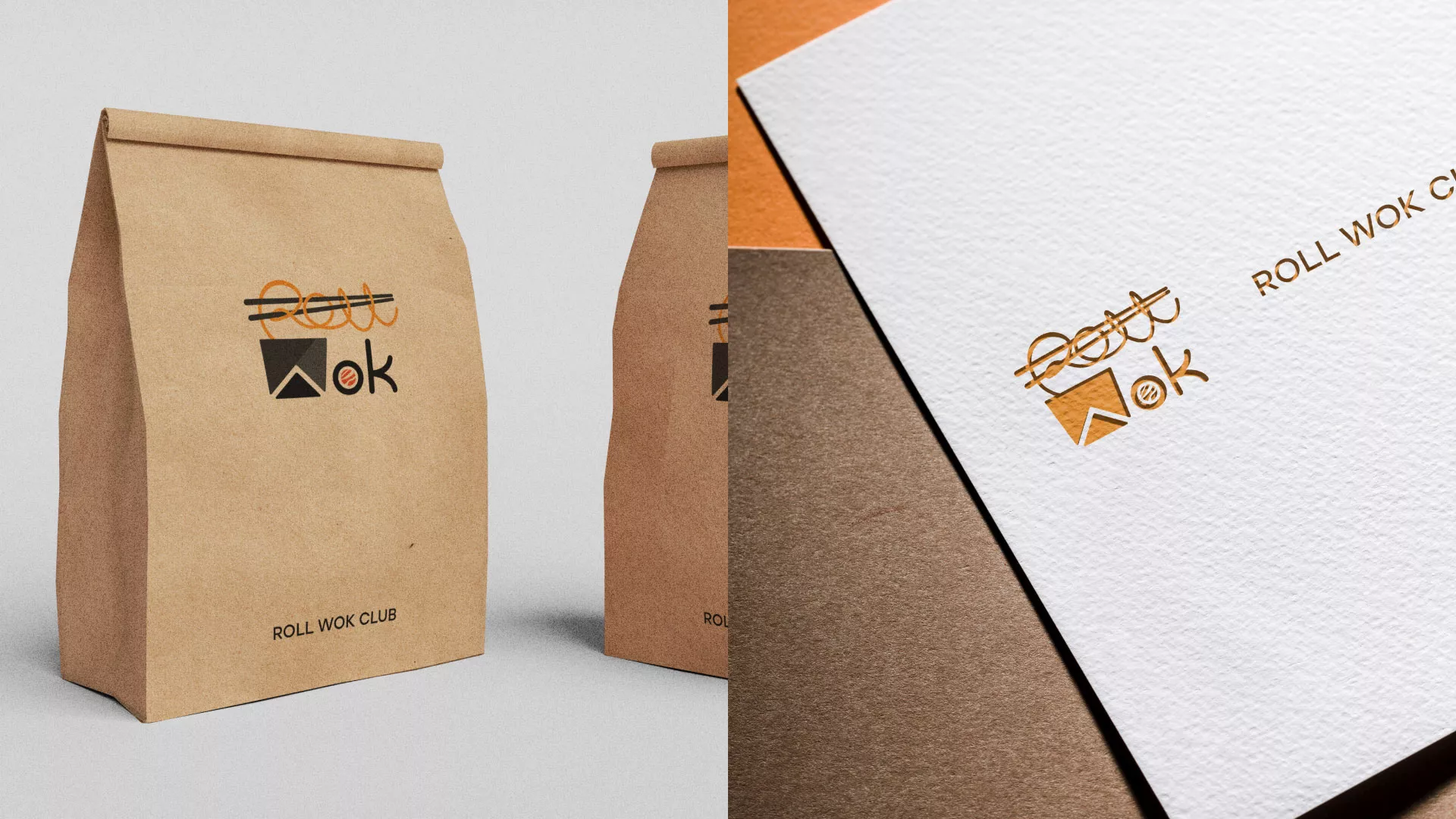 Разработка логотипа суши-бара «Roll Wok Club» в Кимовске