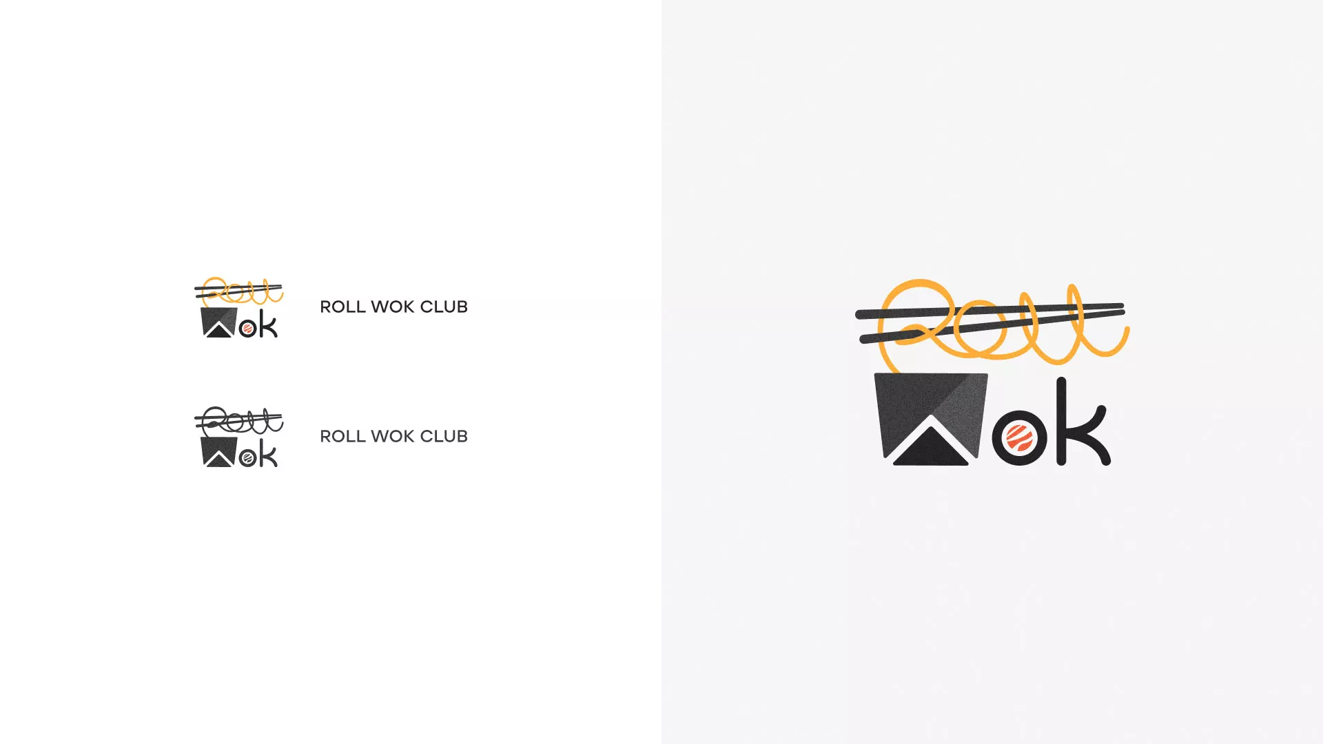 Разработка логотипа суши-бара «Roll Wok Club» в Кимовске